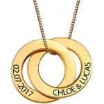 MyNameNecklace Personalised 2 Russian Ring Necklace for Woman- 2 Interlocked Engraved Discs Custom Jewellery for Mum