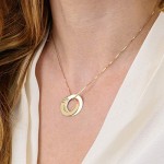 MyNameNecklace Personalised 2 Russian Ring Necklace for Woman- 2 Interlocked Engraved Discs Custom Jewellery for Mum