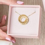 MyNameNecklace Personalised 2 Russian Ring Necklace for Woman- 2 Interlocked Engraved Discs Custom Jewellery for Mum