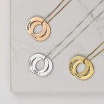 MyNameNecklace Personalised 2 Russian Ring Necklace for Woman- 2 Interlocked Engraved Discs Custom Jewellery for Mum