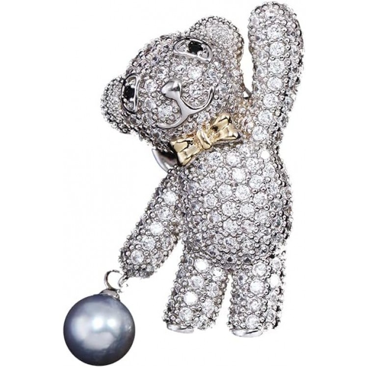 Cute Bear Pearl Brooch Atmospheric Simple Female High-End Animal Pin Suit Accessories