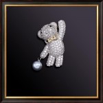 Cute Bear Pearl Brooch Atmospheric Simple Female High-End Animal Pin Suit Accessories