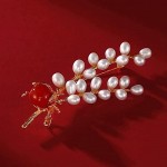 Brooch Pins Women Brooch Pin Pearl Brooch White Freshwater Pearls Corsage Accessories Dress Shawl Coat Temperament Ladies Pin Brooches Pin Gift