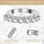 7 Stone 0.7ct Moissanite Wedding Bands Half Eternity Stackable Engagement Radiant Cut Sterling Silver Ring Anniversary Jewelry Gifts