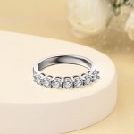 7 Stone 0.7ct Moissanite Wedding Bands Half Eternity Stackable Engagement Radiant Cut Sterling Silver Ring Anniversary Jewelry Gifts