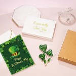 Vanjewnol St Patricks Day Pins, Shamrock Brooches and Pins for Women, Shamrock Brooch Pins, Clover Pins, B04A, Metal Rhinestone, no gemstone