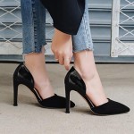 ISNOM STYLE AGIT 2018 Women high Heels Two Pieces high Heels Shoes Woman Black