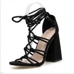 Black high Heels with Laces, Ladies Round Toe Heels high Heels. Suitable for Parties, Leisure time, appointments, Evening Activities.