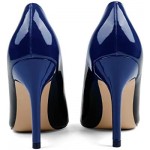 JOY IN LOVE Women's Pumps Shoes 3.5" High Heels Pointy Toe Stiletto Pumps, Blue Black Patent, 5.5