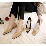 3Cm Square Low Heels Single Shoes Soft Leather Cozy Womens Pumps Metal Buckle Casual High Heels Block Heel Office Work Shoes (Color : Simple Style Beige, Shoe Size : 3.5 UK)