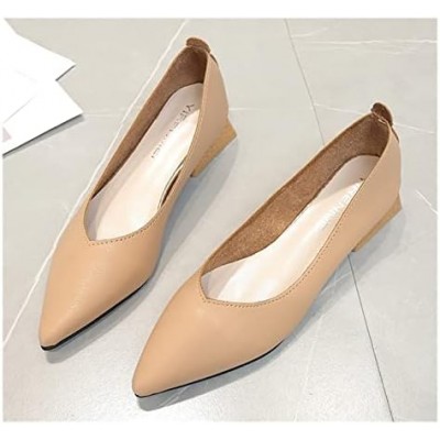 3Cm Square Low Heels Single Shoes Soft Leather Cozy Womens Pumps Metal Buckle Casual High Heels Block Heel Office Work Shoes (Color : Simple Style Apricot, Shoe Size : 6.5 UK)