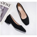 Square Toe PU Mid Heel High Heels Female Soft Leather Grandma Shoes Thick Heel Casual Women Shoes Black Career Work Pumps (Color : Black, Shoe Size : 4.5 UK)