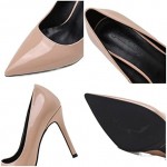 Women High Heels 10cm Sexy Nude Patent Leather Party Dress Shoes Classics Basic Pointed Toe Stiletto Lady Pumps (Color : Apricot 10 cm, Shoe Size : 3.5 UK)