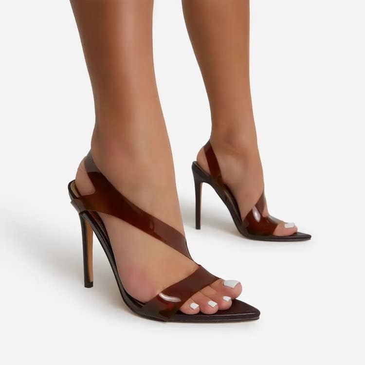 PVC Pumps for Women, High Heels Shoes Women Sandals 2022 Fashion Summer High Heels Ladies Peep Toe Shoes Women Pumps,41,Brown