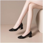 Shallow Genuine Leather Women’s Shoes Autumn High Heels Pumps Classic Design Wedding Office Lady Shoes Woman (Color : Black, Shoe Size : 3)