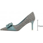 Women Pumps Weave Bowtie Spring Autumn Female Shoes Elegant Thin High Heels Shallow Office Lady Shoes (Color : Black, Shoe Size : 4.5 UK)