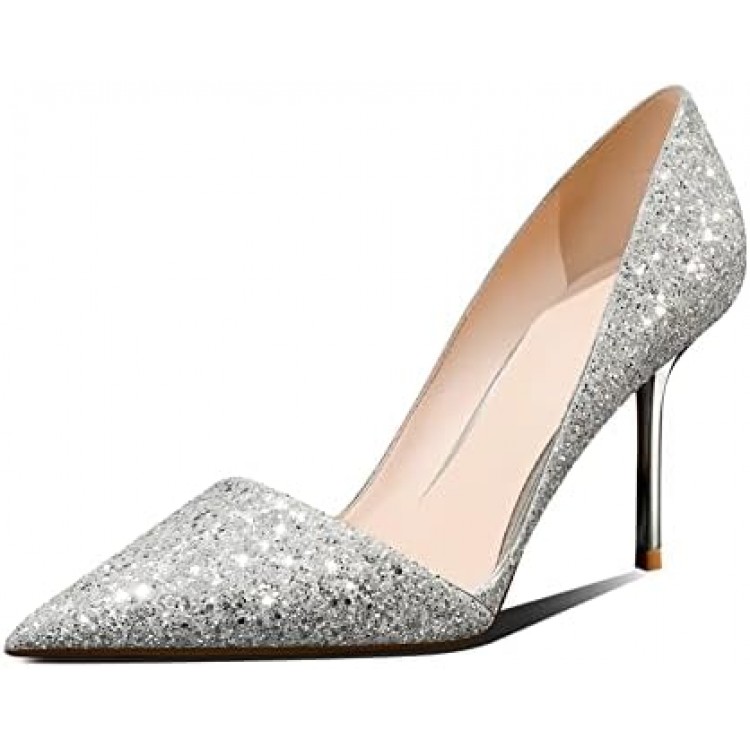 High Heel Pointed-Toe Pumps - Sexy Slip-On Stiletto Heel Shoes for Women, Perfect for Parties and Daily Wear,3.35IN