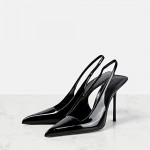 THESHY Women's Pointed Toe High Stiletto Heels Slingback Stretch Slip-on Pumps Backless Patent Leather Fashion Dress Shoes for Women