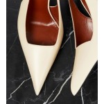 Vertundy Women's Pointed Toe Slingback Stiletto Heels Stretch Strap Slip On Pumps Backless Patent Leather Dress High Heels