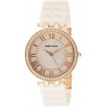 Anne Klein Blush Ceramic Link Bracelet Watch With Crystal Bezel