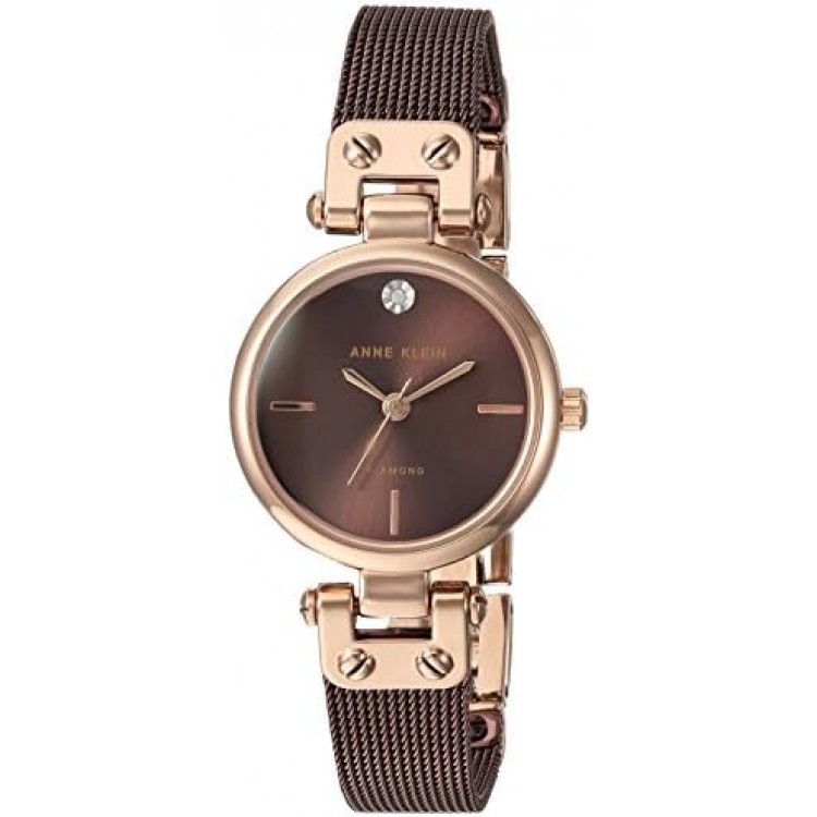 Anne Klein Women's Diamond-Accented Mesh Bracelet Watch