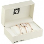 Anne Klein Women's Crystal Accented Bangle Watch and Bracelet Set