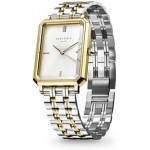 Rosefield Women's Octagon XS White Sunray Dial Gold-Tone Case Steel Duotone Bracelet OWDSG-O62 Dress Watch, White/Gold/Silver, 19.5x24mm