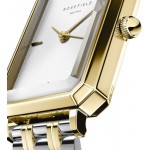 Rosefield Women's Octagon XS White Sunray Dial Gold-Tone Case Steel Duotone Bracelet OWDSG-O62 Dress Watch, White/Gold/Silver, 19.5x24mm