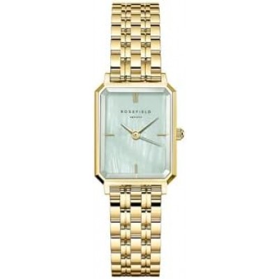 Rosefield Women's Octagon XS Mint Green MOP Dial Steel Gold-Tone Case and Bracelet OGGSG-O71 Dress Watch, Mint/Gold, 19.5x24mm