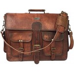 cuero Vintage Handmade Leather Travel Crossbody Laptop Briefcase For Men And Women