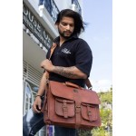 cuero Vintage Handmade Leather Travel Crossbody Laptop Briefcase For Men And Women