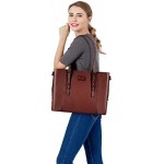 MOSISO PU Leather Laptop Tote Bag for Women (15-16 inch), Brown