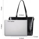 S-ZONE Leather Tote Bag for Women Office Shoulder Handbag 15.6 Inch Work Laptop Briefcase