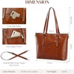 S-ZONE Women Genuine Leather Laptop Tote Bag Office Shoulder Handbags Briefcase 15.6 inch Computer Work Purse