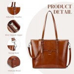 S-ZONE Women Genuine Leather Laptop Tote Bag Office Shoulder Handbags Briefcase 15.6 inch Computer Work Purse