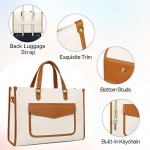 Missnine Tote Bag Canvas Laptop Bag for Women 15.6 inch Casual Work Bags with Clutch Purse Computer Shoulder Bag 2 PCS Set