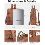 FADEON Leather Laptop Backpack for Women, Designer Ladies Work Travel Computer Backpack with Laptop Compartment