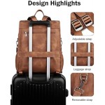 FADEON Leather Laptop Backpack for Women, Designer Ladies Work Travel Computer Backpack with Laptop Compartment