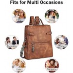 FADEON Leather Laptop Backpack for Women, Designer Ladies Work Travel Computer Backpack with Laptop Compartment