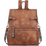 FADEON Leather Laptop Backpack for Women, Designer Ladies Work Travel Computer Backpack with Laptop Compartment