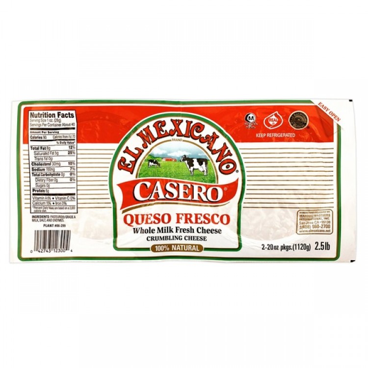 El Mexicano Queso Fresco Casero, 2 x 20 oz