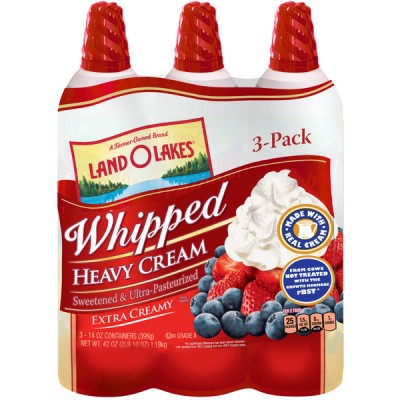 Land O' Lakes All Natural Heavy Whipped Cream, 3 x 14 oz