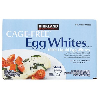 Kirkland Signature Cage Free Egg Whites, 6 x 16 oz