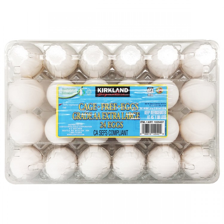 Kirkland Signature Cage Free Eggs USDA Grade AA Extra Large, 24 ct