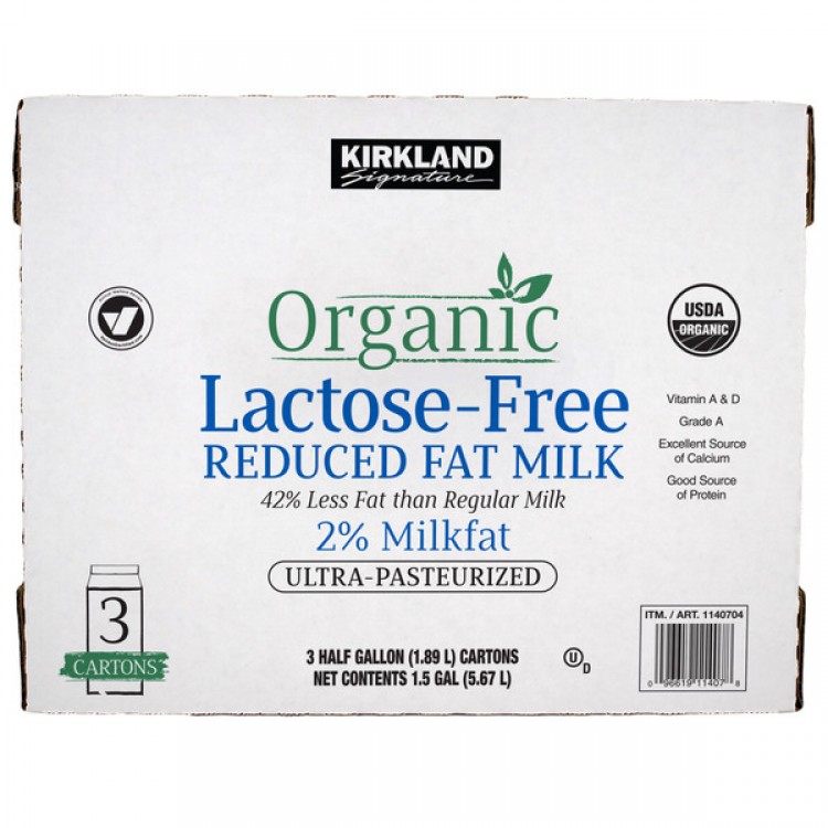 Kirkland Signature Organic 2% Lactose Free Milk, 3 x 64 fl oz