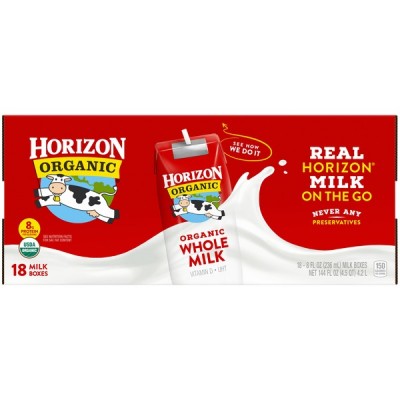 Horizon Organic Whole Shelf-Stable Milk, 18 x 8 fl oz