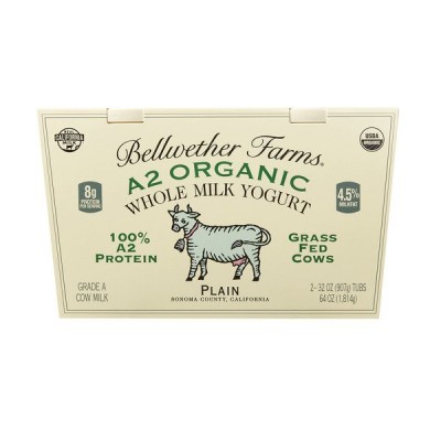 Organic Bellwether A2 Whole Milk Yogurt, 2 Count 32 Oz Each