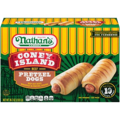 Nathans Beef Pretzel Dog 10/4.67 Oz  (2.91 Lbs)