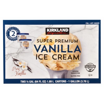 Kirkland Signature Super Premium Vanilla Ice Cream, 2 x 64 oz