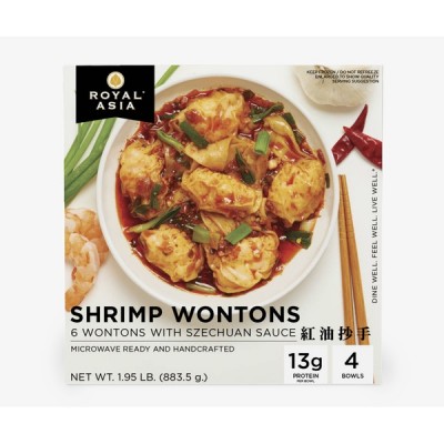 Royal Asia Shrimp Wontons Bowls with Szechuan Sauce, 4 x 7.8 oz